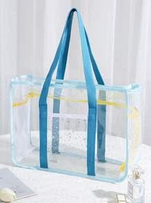 Bolsa de playa transparente, bolsa de almacenamiento a prueba de arena de gran capacidad con asa, adecuada para la playa, deportes, vacaciones