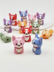 10pcs Cute Colorful Dog/Corgi Beads, DIY Jewelry Making & Decorative Beads For Earrings, Bracelets, Necklaces, Keychains, Phone Chains - Puppy Beads - View 2