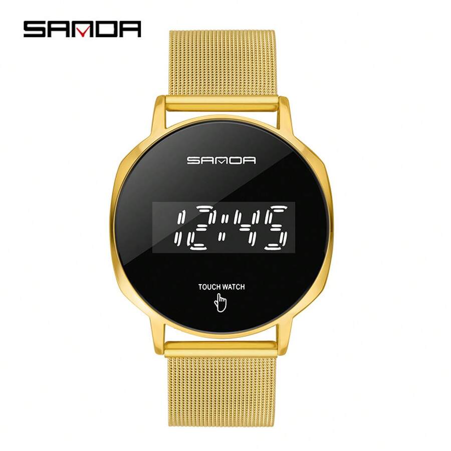 Round Multi-Functional Commuter Wind Watch Simple Fashion Watch Waterproof Luminous Watch Male And Female Students Electronic Luminous Watch - Gold - View 1