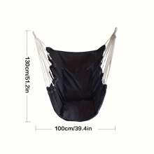 1pc Deluxe Striped Canvas Hammock Chair With Pocket & Head Pillow - Foldable Durable Knitted Sling Swing For Indoor/Outdoor Use Soft Brushed Fabric Solid Back Support Includes Side Pocket - Hand Wash/Dry Clean Perfect For Patio Bedroom Living Room Hammock Swing Chair Patio Relaxation Vibrant Outdoor Decor Cozy Relaxation Gear Summer Outdoor Lounge Chair
