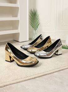Chaussures style rétro Babies française, nouveaux talons hauts pour femmes au printemps, chaussures  de style coréen, talons carrés épais de grande taille, couleur unie, pumps