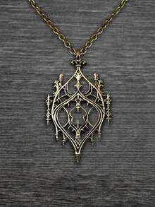 Dây chuyền mặt dây chuyền thiết kế lâu đài hình trái tim rỗng Gothic cổ điển, Dây chuyền thời trang phong cách tối giản dành cho phụ nữ, Quà tặng tiệc - Đồng - Xem 9