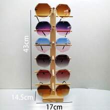 1 pieza Soporte de madera con diseño de veta para almacenamiento de gafas, expositor de gafas, organizador en forma de corona para sostener gafas - Color madera sin pintar - Ver 6