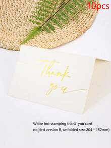 10pcs Kraft Paper/White Card Printed Golden Thank You Cards, Folding Greeting Cards, Kraft Paper Envelopes, Seal Stickers, Multiple Styles And Colors Available,Christmas - Multicolor - View 3