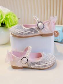 1双儿童时尚舒适平底珍珠装饰鞋