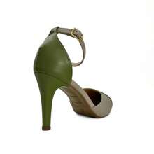 Mozione Women's Pumps Luxury High Heel Bicolor Shoes With Buckle Soft Comfortable - xanh quân đội - Xem 8