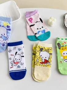 Sanrio 1/5 pares de calcetines cortos de estilo japonés y dibujos animados de Sanrio, apropiados para primavera y verano