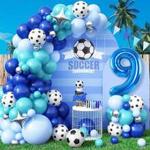 1 set de globos numerados de 32 pulgadas con temática de fútbol (5, 6, 7, 8, 9, 10, 11, 13 o edades), globos azul marino adecuados para partidos deportivos, cumpleaños, vacaciones, decoración de fiestas, decoración de arco - Multicolor - Ver 7