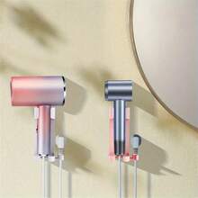 1pc Multifunctional Wall-Mounted Straightener Holder & Organizer - No Assembly Required Adhesive Bathroom Storage Rack With Comb Clips, Plastic Space Saving Design, Practical Shelf Back To School