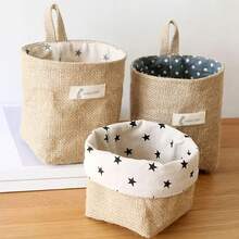 Yiuswoy 1 peça Mini Cesta de Armazenamento de Tecido de Juta, Cesta de Parede para Cozinha, Restaurante, Cesta de Armazenamento, Para Banheiro, Quarto, Sala de Estar, Dormitório, Escritório, Mesa, Artigos Diversos, Cesta de Organização, Decoração para Casa, Cesta de Presente, Cestas de Prateleira