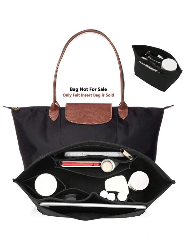 Filzinnentasche für Le Pliage Shopper Handtasche, Futter Tasche mit Mehrfachtaschen aus Filzstoff, tragbare Einsatz-Organizer Tasche mit Reißverschluss für Reisen, Schulsachen