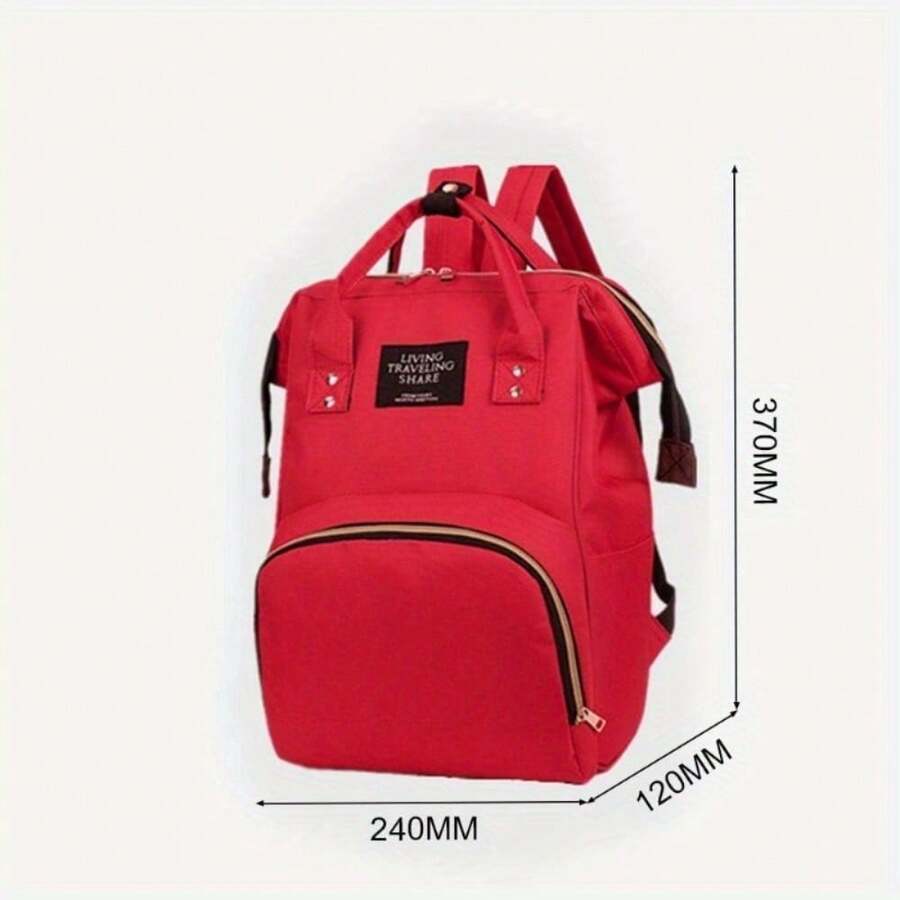 Changing Bag Diaper Bag Backpack Multifunctional Nappy Changing Bag Durable - Rose Red - View 1