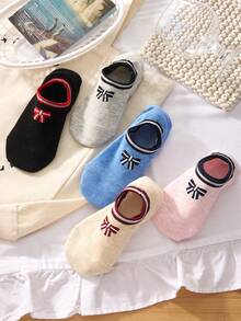 5 Pairs Of Women's Boat Socks, Short Socks For Spring And Summer Seasons, Invisible Socks, Cute Bowknot Socks, Breathable, Soft And Elastic, With Silicone Heel Anti Slip And Non Shedding, Suitable For Indoor Rest, Outdoor Sports Or Leisure.No Paper Cards. - Multicolor - View 7