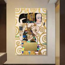 1 件/3 件墙面艺术海报可选框架现代经典古斯塔夫·克里姆特家族名画《泪之吻》金色现代海报印刷墙面艺术画可用于房间装饰画 - 彩色 - 查看 8