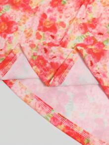 2pcs Young Girl Floral Print Cute Nightgown Set - Multicolor - View 8