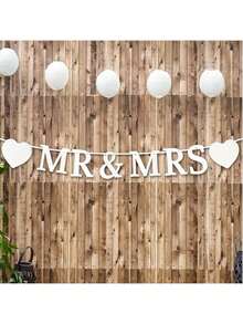 白色先生和夫人横幅，婚礼背景装饰，适用于求婚、订婚、婚礼装饰 - MR&MRS - 查看 3