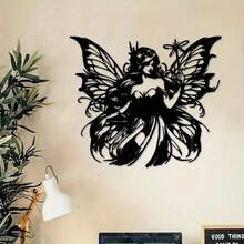 Fairy Metal Wall Art Decor Black Wall Elegance-Metal Placard-Versatile Usage, Suitable For Various Indoor And Outdoor Settings-Metal Sign-Coffee Shop Decor - Black - View 1