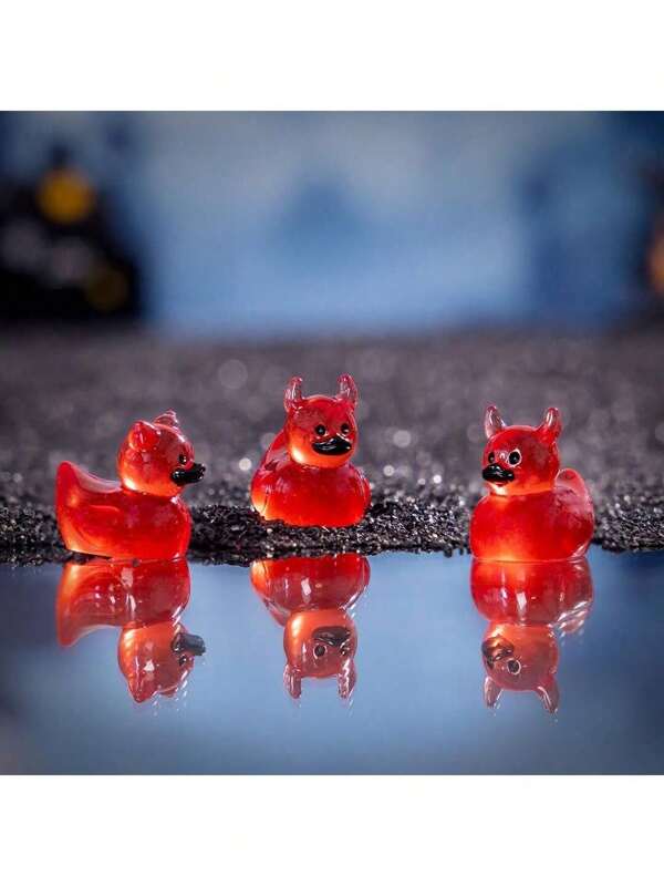 20 Peças Decoração em Miniatura para Jardim Feerrico Pato Diabo de Halloween, Acessórios de Artesanato DIY de Paisagismo Microlítico de Musgo, Materiais de Resina