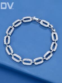 DV JEWELRY 1 件奢华女士镀白金锆石手链，优雅珠宝，适合约会、婚礼、派对、周年纪念
