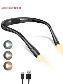 1pc LED Neck Hanging Reading Light, USB Rechargeable, 3 Color Options, 6-Level Brightness Adjustment, Portable Fill Light, Flexible Gooseneck, Eye-Caring, Suitable For Bedroom, Outdoor Camping And More