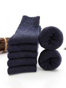 5 pares de calcetines gruesos y acogedores de punto unisex - calcetines medianos perfectos para otoño/invierno, ideales para ocio y uso en casa, perfectos para dormir y usar en interiores