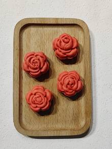 4-In-1 Rose Shaped Mooncake Mold Setwith Press Tool- Romantic Baking Kit FolValentine's Dates,Dly Home Dessert &Asian Festiva Cooking