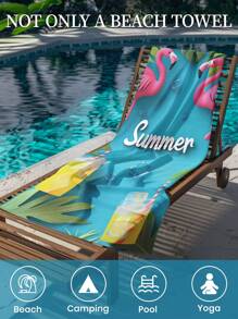 1 stuk bedrukte strandhanddoek, flamingo-patroon zwemhanddoek, badhanddoek, modieuze strandhanddoek, superabsorberende badhanddoek voor in de badkamer, zwemmen, fitness, yoga, zachte en comfortabele microvezelhanddoek, lichtgewicht en draagbaar, wind- en zonbescherming, zandbestendig voor zomerreizen, vakantiebadkamerdecoratie, verkrijgbaar met of zonder opbergtas, aanbevolen voor normale en grotere maten (35*75 cm kleine handdoek, 150 cm of groter aanbevolen)