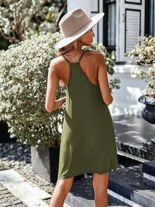Women's Racerback Sleeveless Nightgown, Sleepwear - 軍綠色 - 查看 5