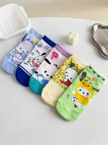 Sanrio 1/5 pares de calcetines cortos de estilo japonés y dibujos animados de Sanrio, apropiados para primavera y verano