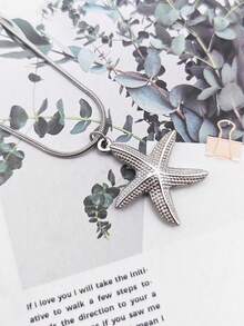1 件夏季不锈钢海星形项链 - 銀色 - 查看 3