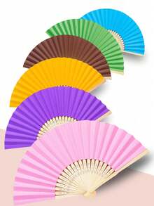 1PC Handheld Paper Fans Paper Folding Fans,Multi Colored Folding Fan,Solid Color Fan,DIY Folding Fan,Party Dressing,Church Wedding Gift - Multicolor - View 1