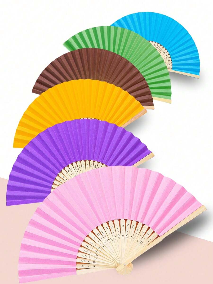 1PC Handheld Paper Fans Paper Folding Fans,Multi Colored Folding Fan,Solid Color Fan,DIY Folding Fan,Party Dressing,Church Wedding Gift - Multicolor - View 1