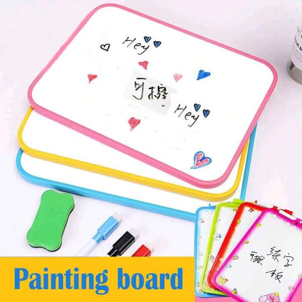 1/2 Stücke Kinder Whiteboard zum Unterrichten Zuhause, doppelseitige Cartoon-Zeichenplatte für Kinder zum Üben des Schreibens, löschbares Graffiti-Board für Schüler, Geschenk zur Schulanfang (zufällige Farbe Löschstift enthalten)
