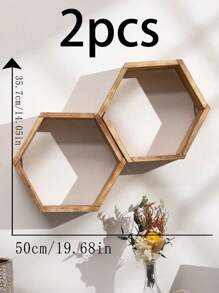 1pc/2pcs Hexagon Floating Shelves Wall Mounted Farmhouse Wood Storage Honeycomb Wall Shelf Wooden Storage Rack Wooden Wall Decor Floating Shelves Hanging Shelves For Wall Corner Floating Shelves Plant Wall Shelf Wooden Decorations Hexagonal Shelves Wall Home Decor Hexagon Shelves For Living Room Bedroom Kitchen Office