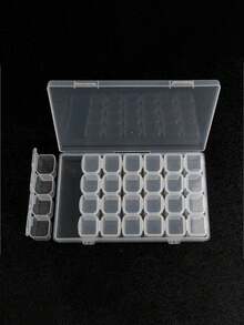 1 件 56&28 槽透明珠宝盒，PVC 塑料翻盖收纳盒，大容量配件整理盒，浴室珠宝收纳盒，多功能收纳盒，收纳盒，适用于戒指、耳环、项链、耳环、化妆品，夏季旅行收纳，波西米亚风格赠品，塑料材质，防震防摔，适合女性收纳整理器旅行必需品礼物返校