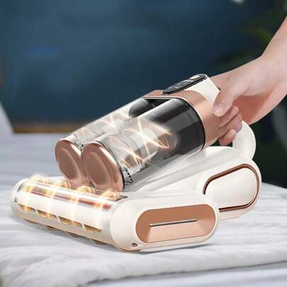 مكنسة كهربائية لاسلكية مع كوبين سعة 520مل كبيرة، تنظيف الأرائك والأسرة ب- 18,000 ضربة فرشاة في الثانية، إزالة الشعر والغبار بعمق، هدية منزلية مثالية