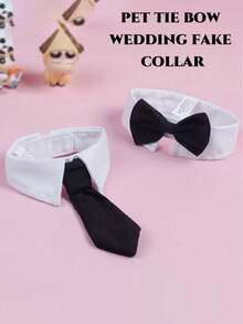 1pcPet Bowtie Necktie Bowknot Wedding Neck Bib False Collar