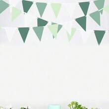 1/2/3 套鼠尾草绿色和白色彩旗横幅，配有三角形三角旗和花环，适用于圣诞节、生日、毕业派对、订婚、婚礼、夏季、家居、花园和夏季高尔夫派对装饰、圣诞节