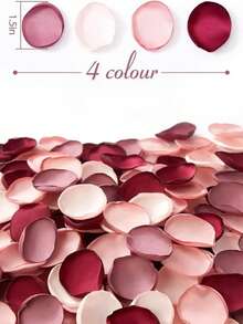 50/100/500pcs Silk Rose Petals, Satin Fabric Wedding Aisle Decorations For Cake Table/Flower Girl Basket/Bridal Shower, Romantic Bedding Scatter Flowers (4cm Bowl Shape, Burgundy Cream Mix)