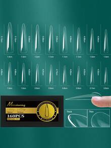 160片-320片热销透明假指甲美甲拱形指甲半磨砂美甲无痕假指甲 - 無色 - 查看 20