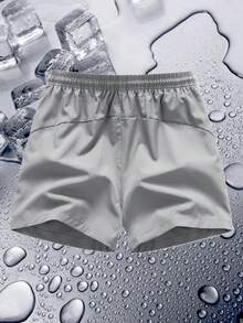 Tween Boy Breathable Quick-Dry Elastic Waist Outdoor Sports Shorts, Summer - Light Grey - View 2