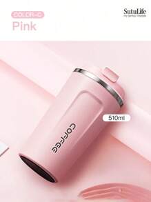 1pc 380ML Reusable Stainless Steel Coffee Cup, Portable Travel Mug, Leak-Proof Insulated Water Bottle For Office & Car Back To School
