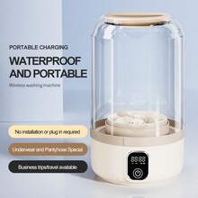 便携式迷你洗衣机，定时器功能，旋转振动充电式洗衣机，适用于内衣、迷你衣服、袜子、宠物用品和小件物品，公寓、露营、旅行、宿舍、酒店 - 常规型号 3000mAh，数字显示型号 4000mAh - 彩色 - 查看 9