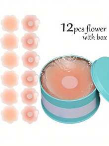 12pcs Silicone Nipple Cover Reusable Women Breast Petals Lift Invisible Bras Pasties Bra Padding Sticker Patch Adhesive Pads - Multicolor - View 5