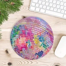 1pc Pink & Silver Round Mouse Pad Cute Desk Mat Non-Slip Rubber Base Desk Accessories Keyboard Pad For Home Office Decor Desk Pad 7.8*7.8 Inch As Christmas, Halloween Gifts For Women Girlfriends Men Friends - Multicolor - View 14