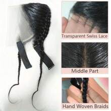 12 cali 13x4 koronka czołowa z warkoczami Remy brazylijskie włosy ludzkie koronka czołowa na peruki z pałąkiem na głowę klipsy koronka czołowa żelowe rozszerzenie turbanu peruka