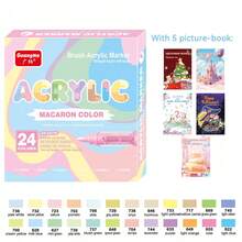 Bộ 24 bút vẽ acrylic chuyên nghiệp màu da và màu bánh macaron, khô nhanh và không lem, lý tưởng cho vẽ graffiti tự làm, nhiều lớp màu với độ che phủ cao, thích hợp làm quà tặng tựu trường, có thể dùng trên áo phông/giày vải/cốc, vẽ ngoài trời, đồ thủ công, đồ dùng học tập, hội họa, bộ văn phòng phẩm bút dạ. - Nhiều màu - Xem 14