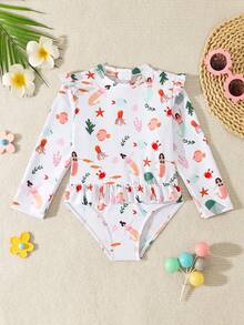 Fantasy Ocean Fairy Tale 4Y Toddler One-Piece Swimsuit - Multicolor - View 3