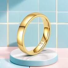 Gold Plated Ring Colour Fashion Women's Simple Couple's Wedding Ring Engagement Jewellery Gift - Multicolor - View 7