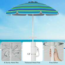 7.2 FT Portable Beach Umbrella Tilt Sand Anchor Cup Holder With Carry Bag Green - màu xanh lá - Xem 10